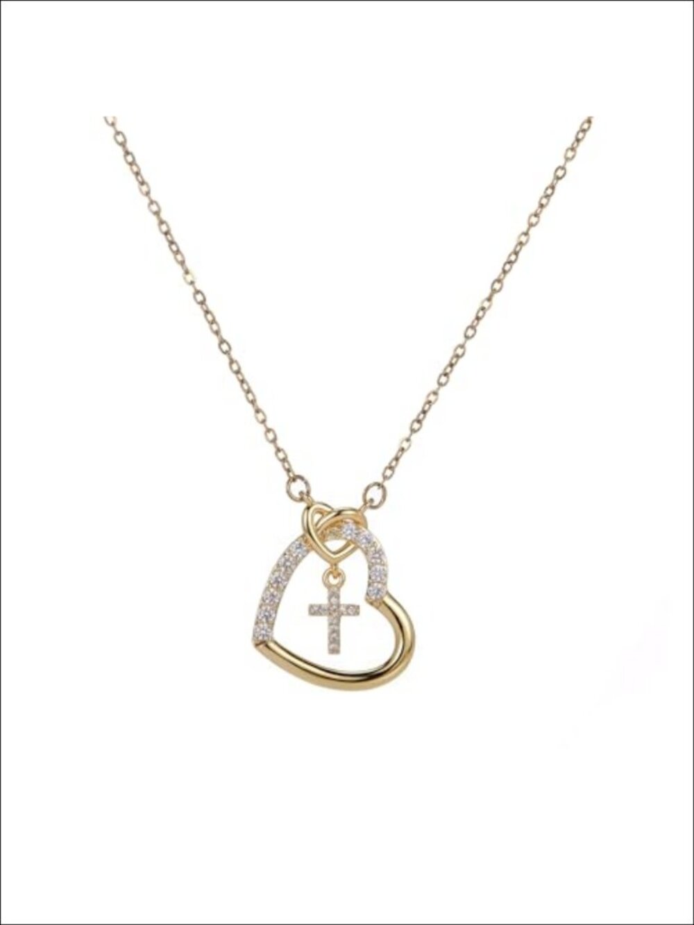 Cubic Zirconia Heart Pendant Necklace Stainless Steel Snake Chain